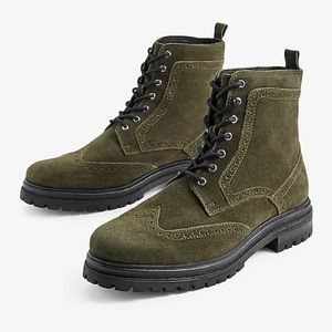 *Sale* EXPRESS Men’s Olive Genuine Suede Chunky Brogue Boot Size 8